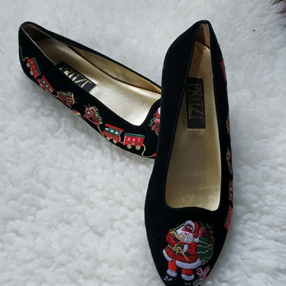Pritzi Shoes - EUC Vintage Christmas Velvet Smoking Ballet 7.5